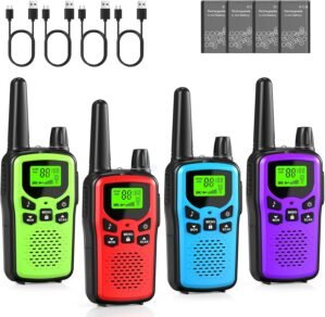 Walkie Talkies for Adults Long Range,Rechargeable Walkie Talkies with 22 FRS Channels,Two Way Radios with LED Flashlight for Hiking Cruises Camping,4 Pack