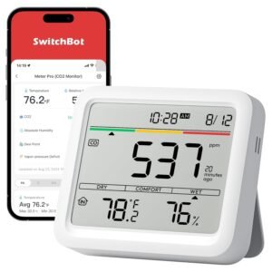 SwitchBot Meter Pro CO2 Indoor Air Quality Monitor 5-in-1, CO2 Alarm, Large Display, Bluetooth Air Quality Tester for Home, Office, 2-Year Data Storage