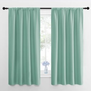 NICETOWN 2 Panels Blackout Curtains, Rod Pocket Thermal Insulated Curtains for Bedroom, Room Darkning Shading Blinds Modern Home Decoration for Living Room, Home Office, W42 x L63 in, Aqua