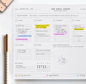 ThreeKin Essential Weekly Planner – 8.5″x11″, 52 Tear-Off Sheets, Motivational Design, Goal Setting, Time Management, To-Do Lists, Productivity Organizer, Perfect for Home, Office, Students, Work