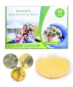 Mold Test Kit for Home, MUZAMOX Black Mold Testing Kit Air, DIY Mold Detector for Home Surfaces, HVAC System & Air Quality with Mold Identification and Removal Guide – 12 Petri Dishes