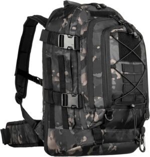 Tactical Backpack Military Hiking Daypack – Molle Backpack for Men 3 Day Assault Pack Bug Out Bag for Camping (Black Camo)