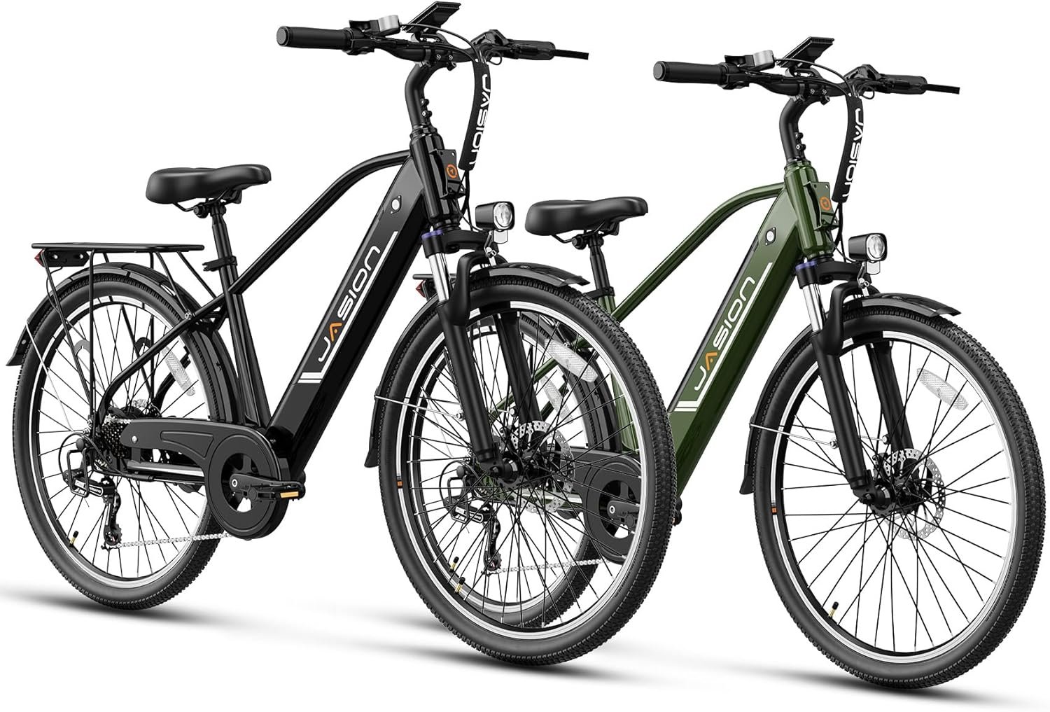 Jasion Roamer Electric Bike for Adults 1200W Peak Motor 528WH Removable Battery,up to 60miles 28MPH City Cruiser Ebike,26'' Commuter E Bike, 7-Speed Gears and Front Suspension Bicycles