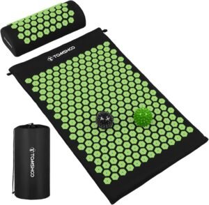 TOMSHOO Acupressure Set, Acupressure Mat and Pillow with 2pcs Massage Balls- Pain Relief Therapy Muscle Back Neck with Travel Bag for Men and Women