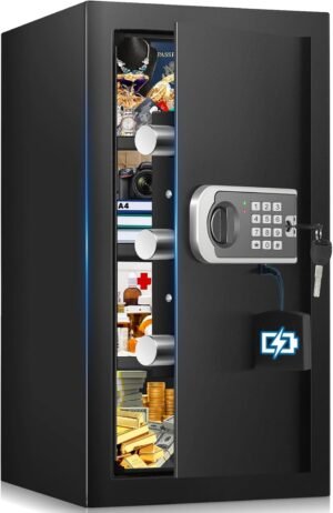 4.0 Cuft Large Fireproof Safe for Home, Safe Box Fireproof Waterproof, Anti-theft Digital Home Safes with Programmable Keypad Keys, Smart Alert, Mute Mode, Fire proof safe for Money Jewelry