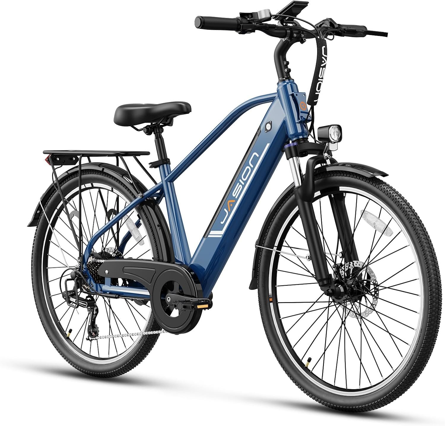 Jasion Roamer Electric Bike for Adults 1200W Peak Motor 528WH Removable Battery,up to 60miles 28MPH City Cruiser Ebike,26'' Commuter E Bike, 7-Speed Gears and Front Suspension Bicycles