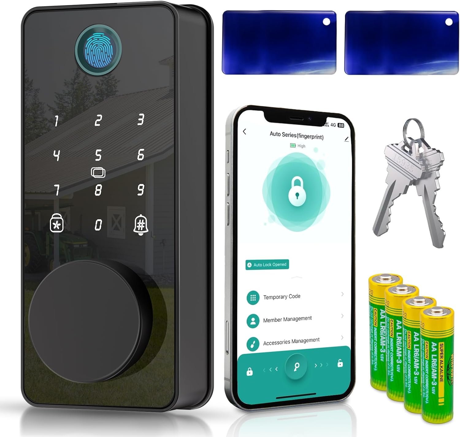 Deadbolt Smart Lock for Front Door, Keyless Entry Door Lock with Keypad Deadbolt, Digital Electronic Door Locks with Fingerprint,App Control by Bluetooth