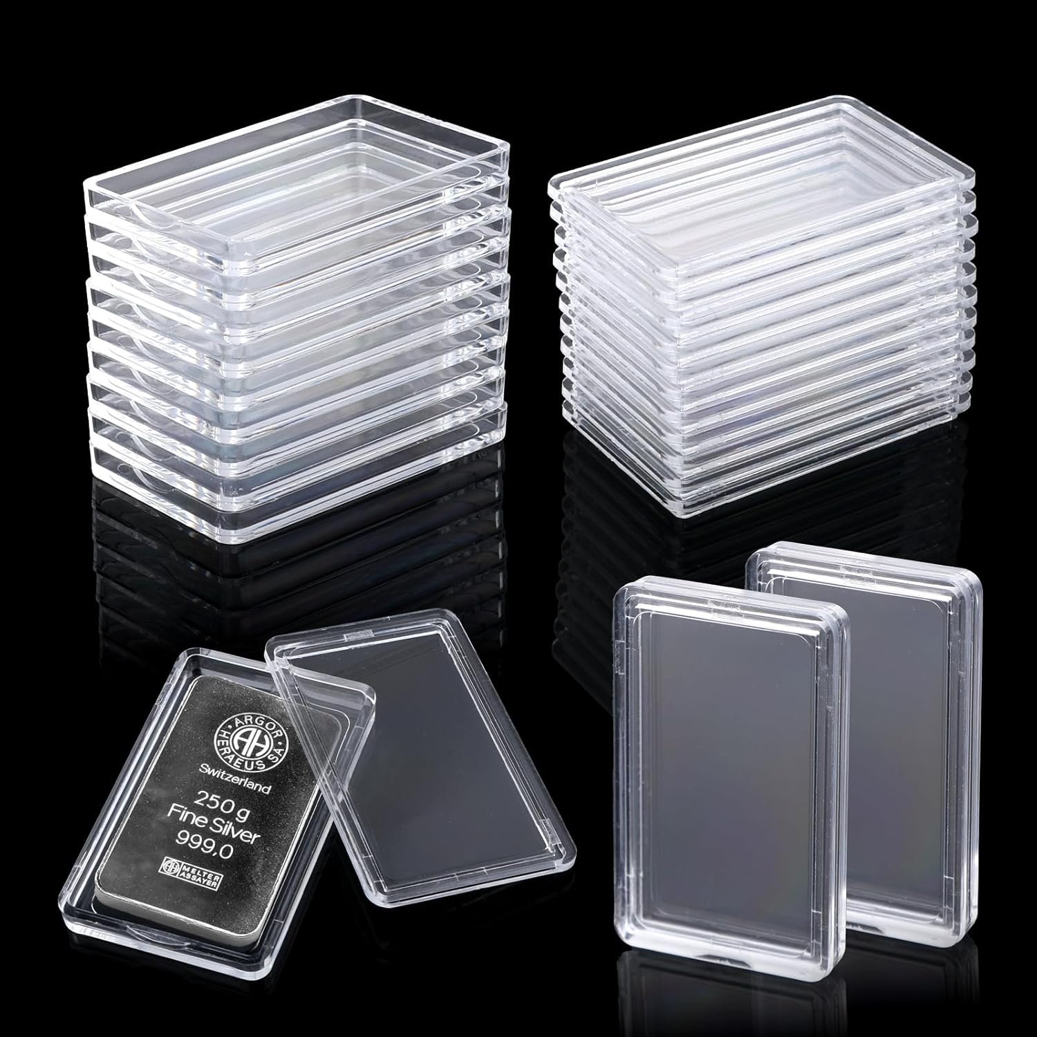 15 Pieces Silver Bar Case 1 Oz Silver Bar Holder Silver Bar Capsule Storage Bar Capsule Container, Clear 1oz Silver Bar Storage Acrylic Silver Bullion Holders for 1 oz Silver Bar 1 Troy Ounce Bar