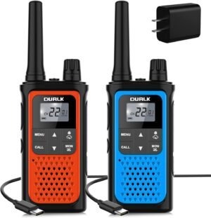 Walkie Talkies for Adults Long Range 2 Pack, Rechargeable Walkie Talkies 22 FRS Channels Two Way Radios with NOAA Weather Receiver, Noise Reduction, Volume Adjustment, LED Flashlight, 1800mAh Battery