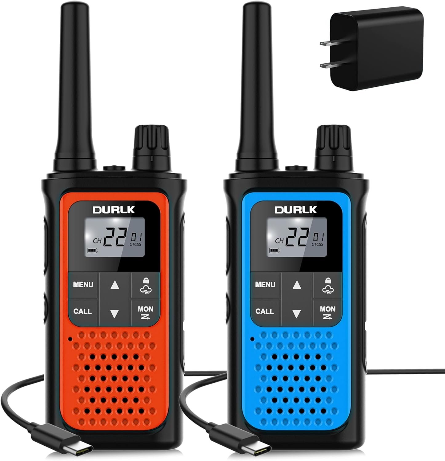 Walkie Talkies for Adults Long Range 2 Pack, Rechargeable Walkie Talkies 22 FRS Channels Two Way Radios with NOAA Weather Receiver, Noise Reduction, Volume Adjustment, LED Flashlight, 1800mAh Battery
