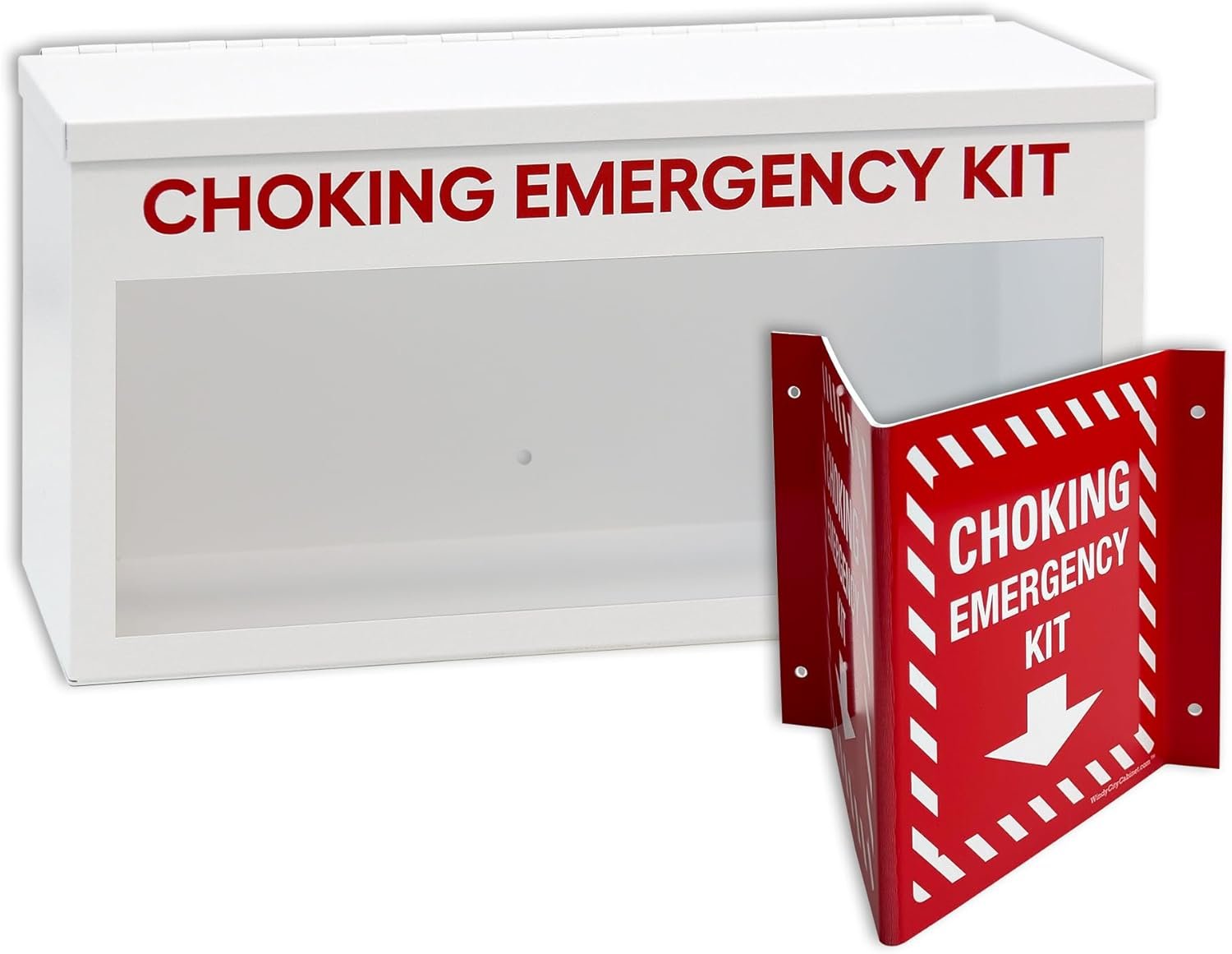 | Choking Emergency Cabinet and Sign Bundle | Easy to Access Choking Kit for Emergency Situations (Choking Kit Not Included)