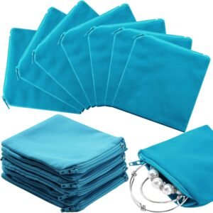 Geosar 24 Pcs Silver Storage Bags Anti Tarnish Jewelry Zippered Pouches Keeper for Silverware Protector Bags(4 x 4 Inch,Peacock Blue)