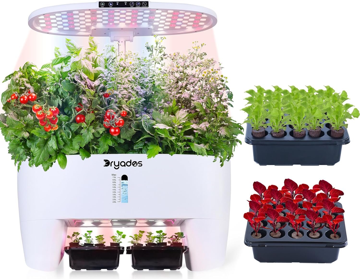 Hydroponic Growing System Kit 16 Pods, Smart Herb Garden with Sprout Mode Can Seedling in Advance & 24W Full Spectrum LED Grow Light, Indoor Garden Planter for Home/Office/School (White)