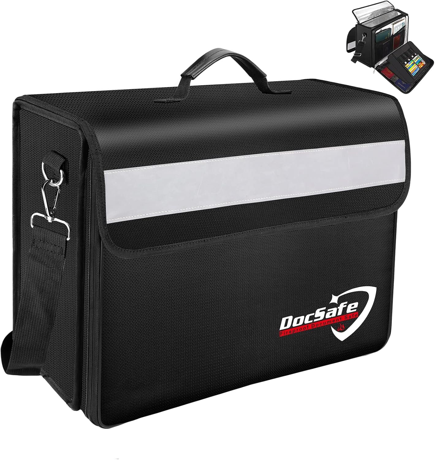 DocSafe Fireproof Document Bag with Multiple Pockets,5200°F Large (17”x12.5”x7.2”) File Organizer Fireproof Waterproof Bag Important Document Holder Home Office Portable Filing Storage for Valuables