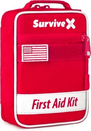 Small First Aid Kit for Car, Travel & Home – Emergency Kit for Hiking, Camping, Backpacking and Outdoors – Includes Zip Stitch Wound Closure Strips – FSA HSA Approved