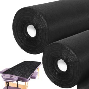 Buryeah 2 Rolls 100 Pcs Disposable Massage Table Paper Roll 32″ x 71″ Spa Bed Sheets Non-woven Exam Table Sheets Paper Covers for Massage Spa Beauty Salon Waxing Exam(Black)