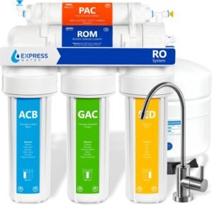 Express Water Reverse Osmosis Water Filtration System – 5 Stage RO Water Filter System with Faucet and Tank – Under Sink Water Filter – 100 GPD