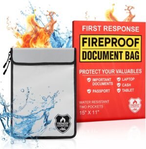 Mart Cobra Fireproof Document Bag with Zipper Fire and Waterproof Document Storage Fireproof Money Bag for Cash Fire Proof for Documents Safe Accessories Important Paper Document Holder Pouch Envelope
