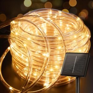 Brightown Solar Rope Lights, 39FT 100LED Outdoor Solar String Lights, IP65 Waterproof Solar Powered Fairy Lights with 8 Lighting Modes for Party Garden Yard Home Holiday Tree Decoration, Warm White