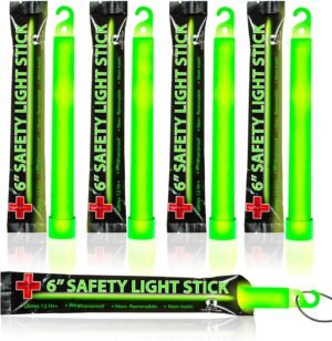 25 Ultra Bright Green Glow Sticks – Individual Packed With Lanyard – For Camping, Emergency Survival – Glow Lights for Blackouts, Hurricane and Storms- 6 Inch Chem Light Sticks with 12 Hour Duration