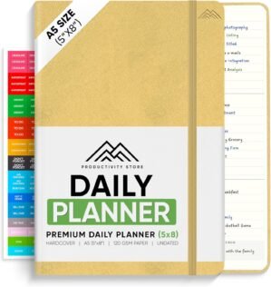 Daily Planner 2025 (5″ x 8″) – The Ultimate Daily Workflow Planner with Hourly Schedule & Task List to Achieve Your Goals by PRODUCTIVITY STORE (A5, Cream)