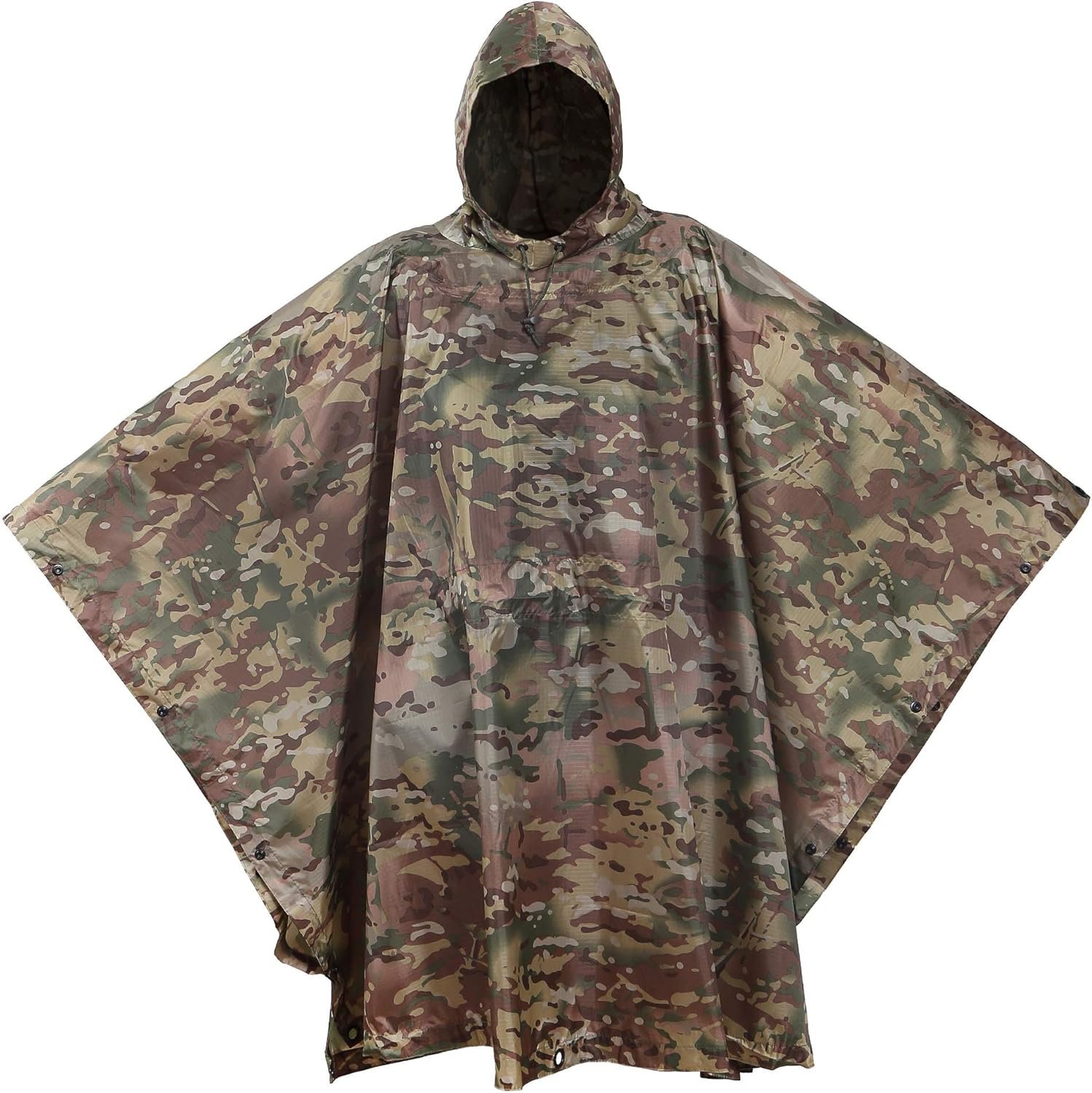 USGI Industries Military Style Poncho Multi Use Rip Stop Camouflage Rain Poncho