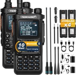 (2nd Gen) TIDRADIO TD-H8 10Watt Ham Handheld Radio, Bluetooth Programming, Repeater Capable Dual Band Long Range Two Way Radios Walkie Talkies with 4PCS Batteries 771 Long Antenna -2Pack Full Kit