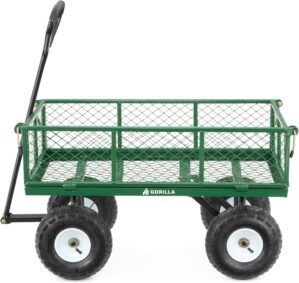 Gorilla Carts GOR400-COM Steel Garden Cart, Steel Mesh Removable Sides, 3 cu ft, 400 lb Capacity, Green