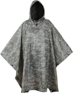 USGI Industries Military Style Poncho Multi Use Rip Stop Camouflage Rain Poncho