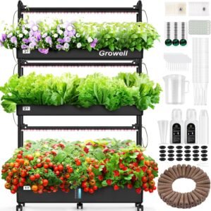 Hydroponics Growing System Kit, 90 Pods Vertical Indoor Garden with LED Grow Light, Auto Circulating Water System & WiFi Smart Plug, Indoor Gardening System for Vegetable Fruit Herb