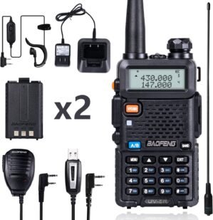 BaoFeng UV-5R 8 Watt Ham Radio BaoFeng Radio with Extra 1800mAh Battery and 771 Antenna Dual Band Ham Radio Handheld Includes Full Kit Walkie Talkie