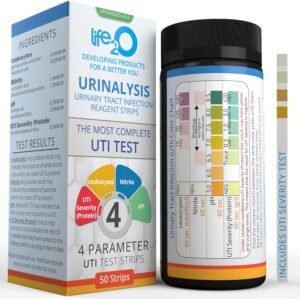 4-in-1 Full Panel UTI Test Strips for Women, Men & Kids with UTI Severity (Protein), Urinalysis Urine Test Strips for Bladder and Urinary Tract Infections at Home (50 Strips)