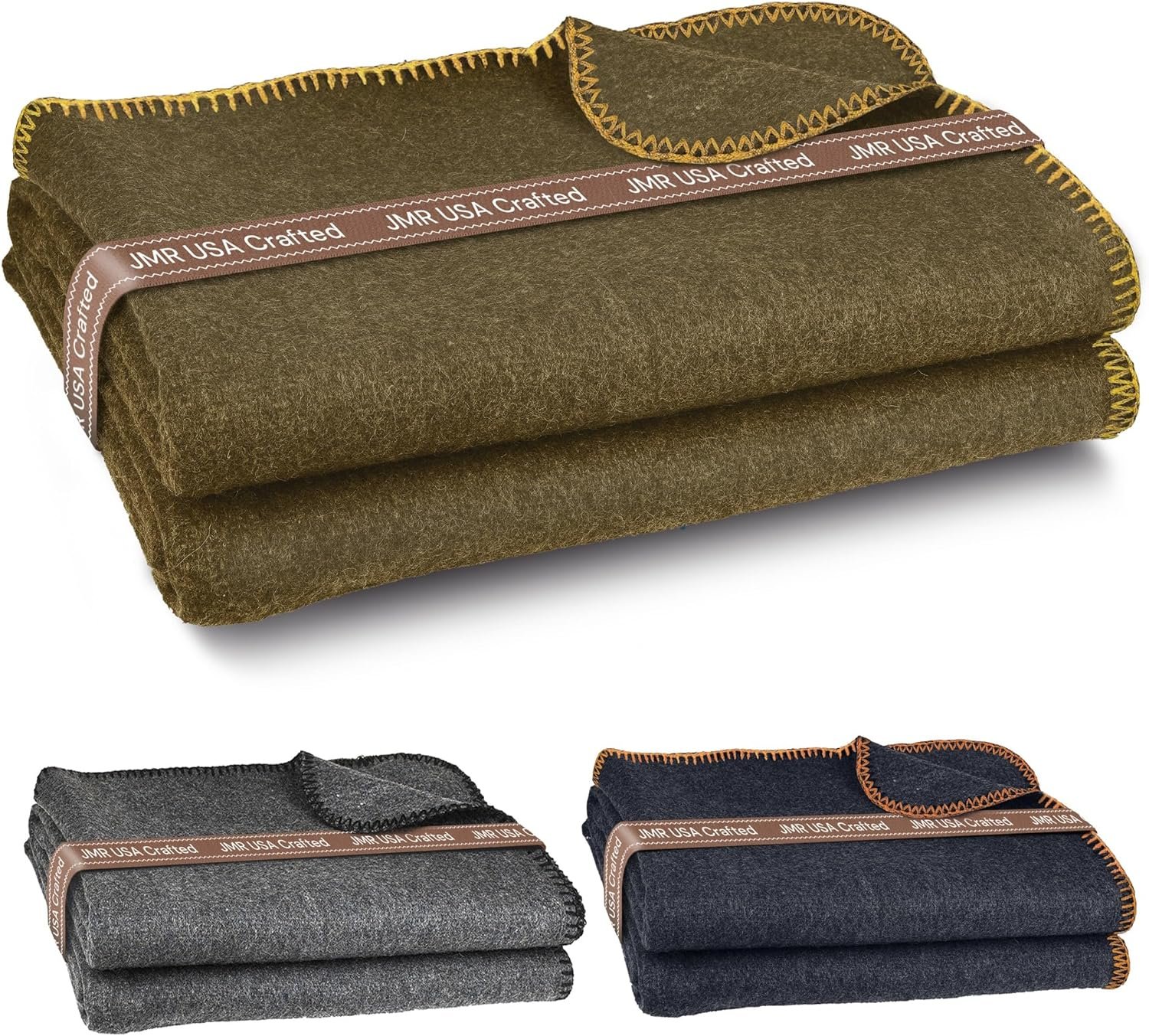 Wool Camping Blanket – 70% Wool Heavy-Duty Military Style Throw, Warm & Washable, Fire Retardant Cover for Emergency, Survival & Outdoor Use – Perfect for Camping, Car, Home & Hiking, Olive 62x84