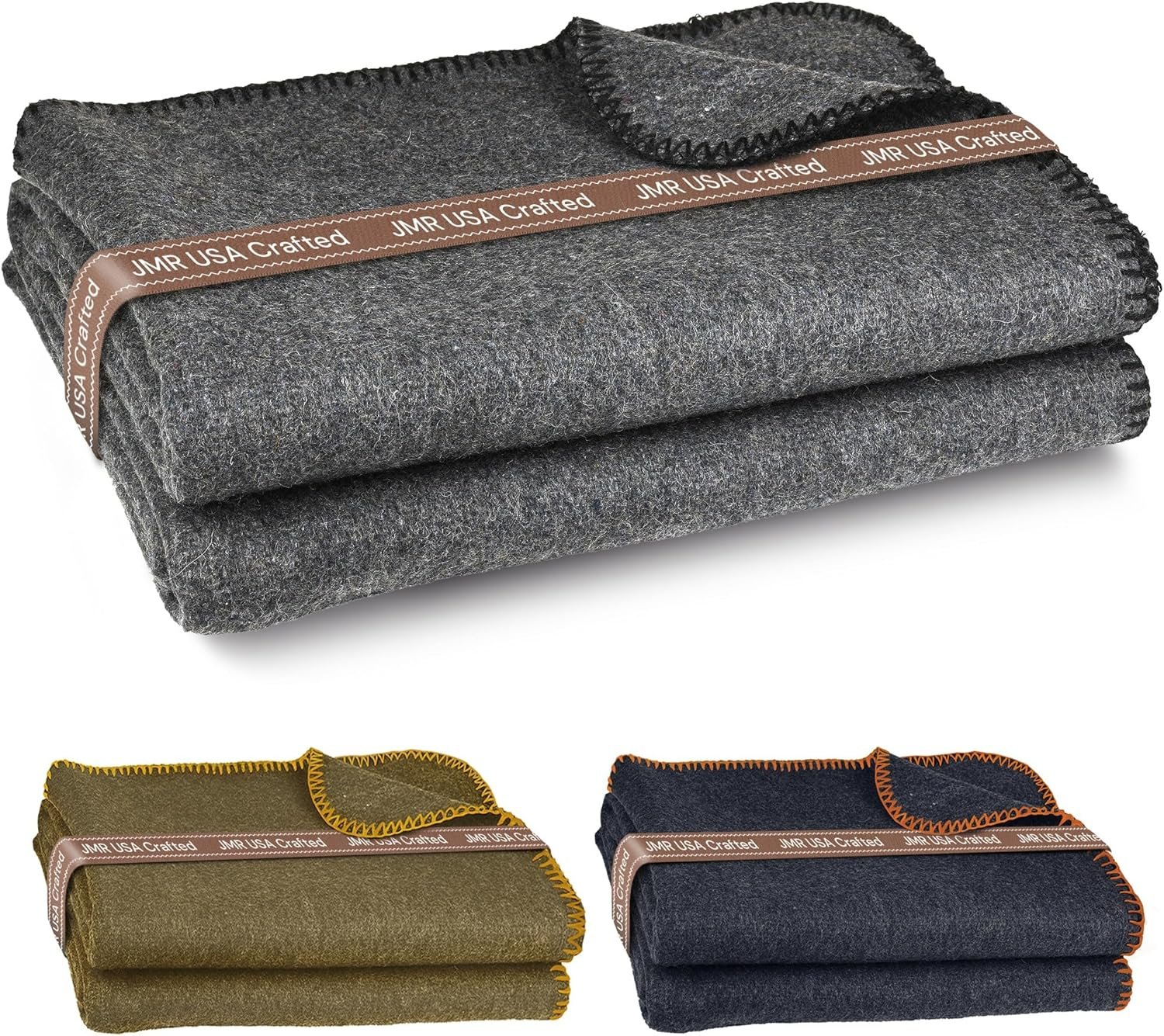 Wool Camping Blanket – 70% Wool Heavy-Duty Military Style Throw, Warm & Washable, Fire Retardant Cover for Emergency, Survival & Outdoor Use – Perfect for Camping, Car, Home & Hiking, Grey 62x84