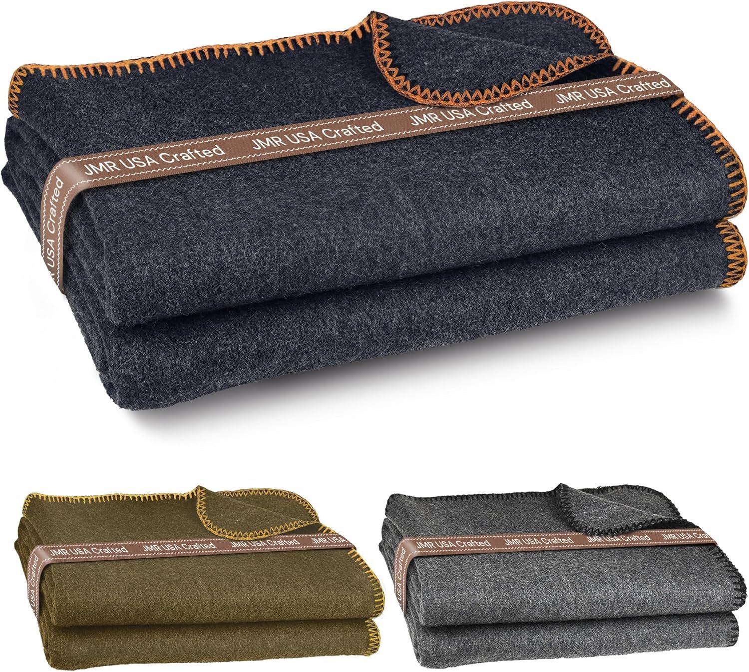 Wool Camping Blanket – 70% Wool Heavy-Duty Military Style Throw, Warm & Washable, Fire Retardant Cover for Emergency, Survival & Outdoor Use – Perfect for Camping, Car, Home & Hiking, Navy 62x84
