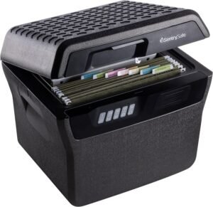 SentrySafe Charcoal Gray Waterproof and Fireproof Safe, Lock Box with Keypad for Documents and Hanging File Folders, Exterior: 14.1 x 16.6 x 13.8 Inches, ‎FHW40300