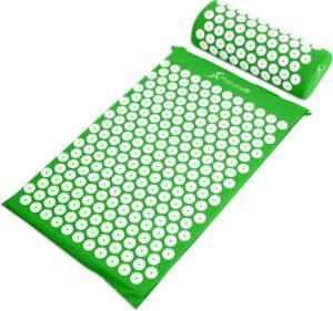 ProsourceFit Acupressure Mat and Pillow Set for Back/Neck Pain Relief and Muscle Relaxation, Grey