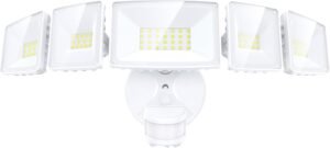 Onforu 5 Heads 55W LED Security Lights Motion Sensor Outdoor, 360° Wide Angle Illumination, 5000LM Flood Light, 6500K, IP65 Waterproof, Hardwired Wall Light for Garage, Yard, Porch, Entryway (White)