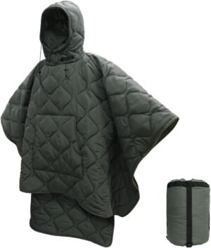 LOOGU Camo Blanket Waterproof Insulation Poncho Liner for Outdoor Camping, Hiking, Hunting, Survival, Backpacking, Picnicking