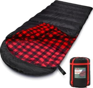 0 Degree Sleeping Bag Cotton Flannel Sleeping Bags for Adults Cold Weather Camping Winter Zero Degree Warm Weather Big and Tall