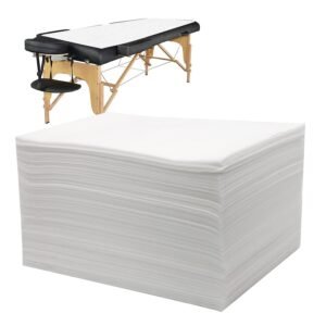 100PCS Massage Table Sheets, Disposable Bed Sheets for Massage Table, Spa Bed Covers for Esthetician, Tattoo, Waxing, Lash Bed, Salon Table, Non-Woven Fabric 71″ x 31″ (White)