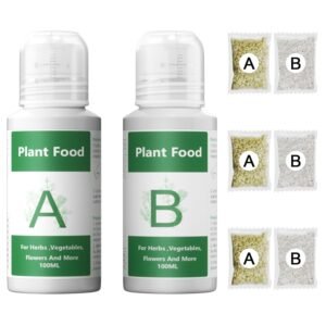 Hydroponics Nutrients for Aerogarden(800ml in Total), Plant Food A & B Hydroponics Supplies, Indoor Plant Fertilizer for Hydroponics Growing System, Hydroponic Solution for Vegetables Thrive