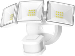 OREiN 3500LM/26W Flood Lights Outdoor, 240°/40FT Motion Sensor Outdoor Lights Dusk to Dawn Security Lights IP65 Waterproof 3 Modes for Outside 3500SQ.FT Front Door, Garage, White (Hardwired)