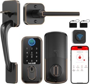 WiFi Smart Locks for Front Door: Hornbill Keyless Entry Door Lock with Handle, Fingerprint Keypad Deadbolt Front Door Lock Set, Electronic Biometric Digital Lock, App Remote Control, Oil Rubbed Bronze