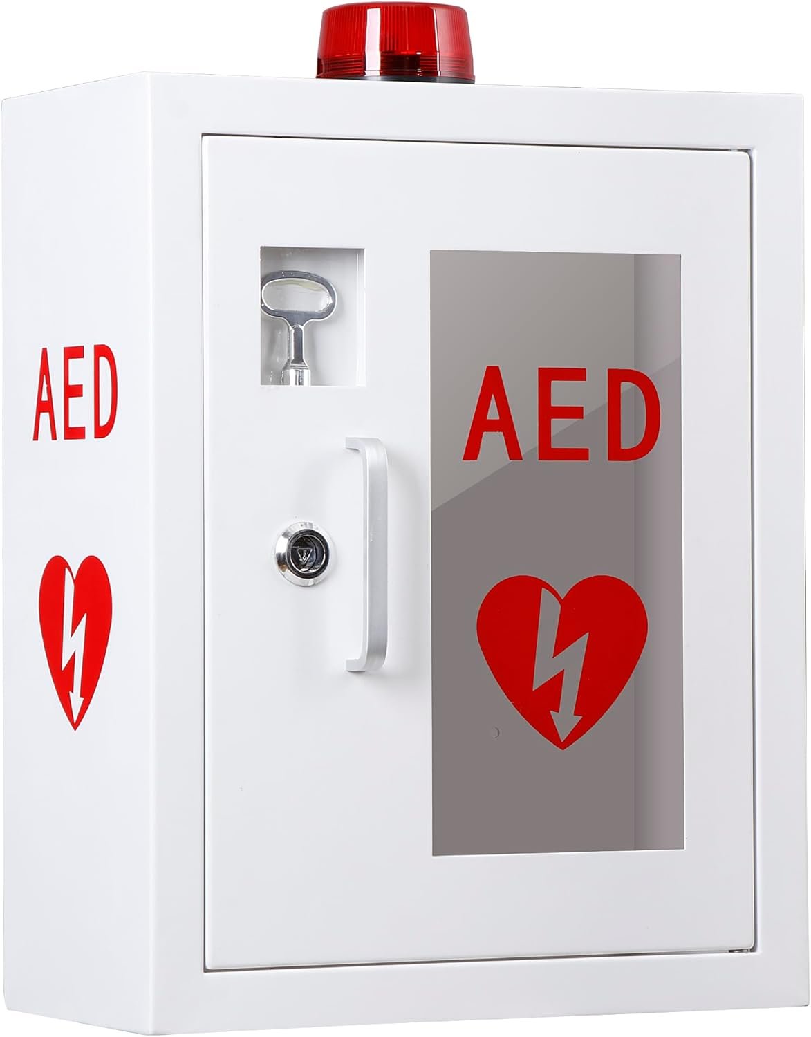 AED Defibrillator Wall Mounted Cabinet with Alarm, Aed Cabinet with Lock, AED Medicine Cabinet fits All Brands AED Defibrillator 12.8 x 6.7 x 16.1 inch