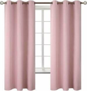 BGment Room Darkening Curtains 63 Inches Long – Grommet Thermal Insulated Drapes Window Treatment Curtains for Bedroom, 2 Panels, 42 x 63 Inch, Baby Pink