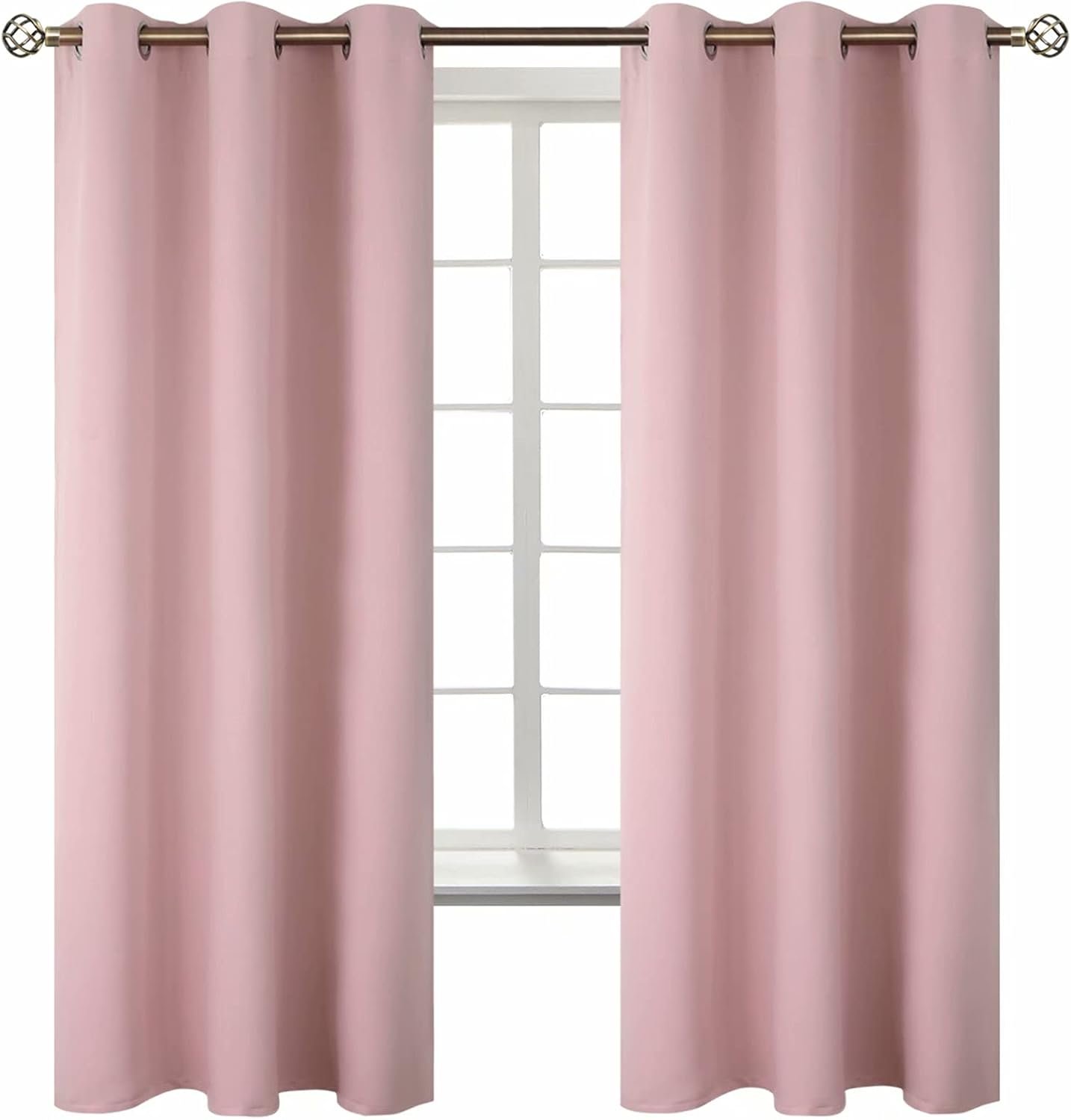 BGment Room Darkening Curtains 63 Inches Long - Grommet Thermal Insulated Drapes Window Treatment Curtains for Bedroom, 2 Panels, 42 x 63 Inch, Baby Pink