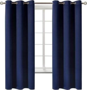 BGment Blackout Curtains for Bedroom 63 Inches Long – Navy Blue Room Darkening Thermal Insulated Sunlight Blocking Grommet Window Drapes for Kids Boys Room, Set of 2 Panels, 42 x 63 Inch