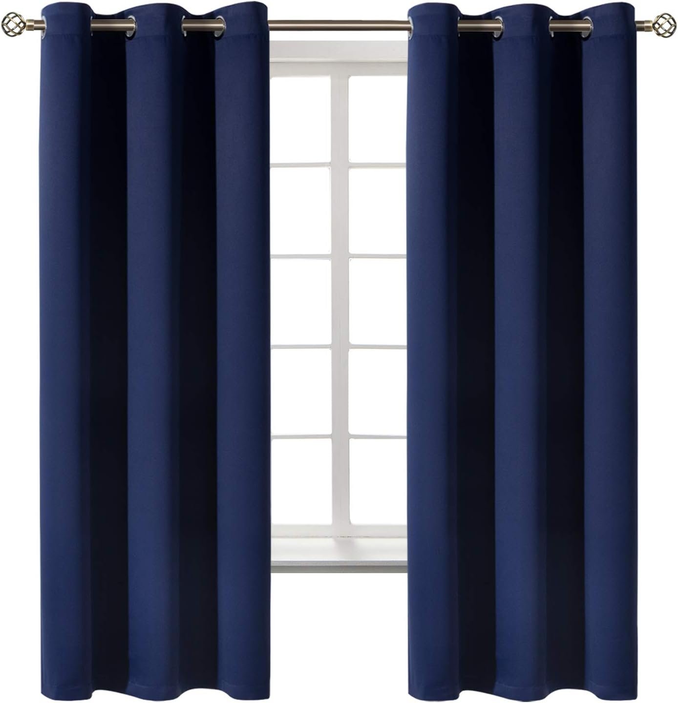 BGment Blackout Curtains for Bedroom 63 Inches Long - Navy Blue Room Darkening Thermal Insulated Sunlight Blocking Grommet Window Drapes for Kids Boys Room, Set of 2 Panels, 42 x 63 Inch