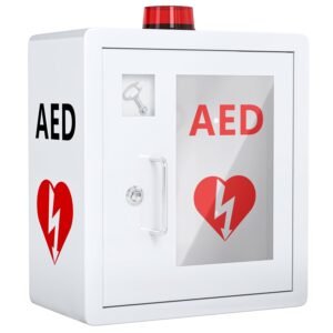 NLShan AED Cabinet Fits All Cardiac Science, Zoll, Physio-Control AED Defibrillator, Wall Mounted Storage Cabinet for Emergency at Home, Office and Nursing Home